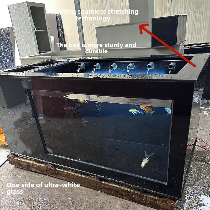 Xl Aquarium Fish - Aquarium XL noir à filtration latérale,