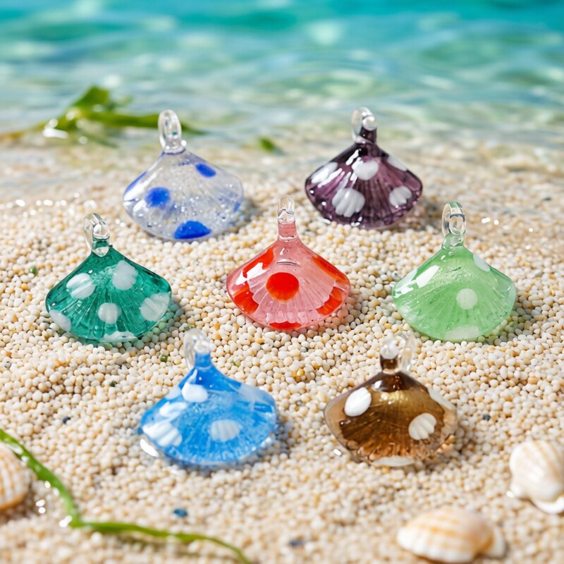 Aquarium Fish Items - Pendentif en verre miniature coquillage coloré,