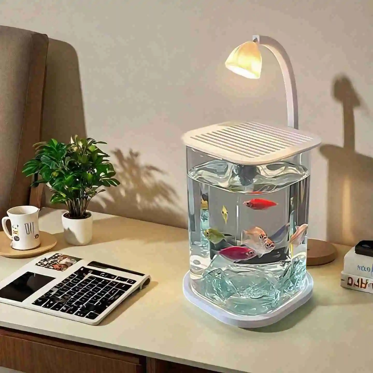 Fish Toy In Aquarium - Mini Aquarium de bureau en verre